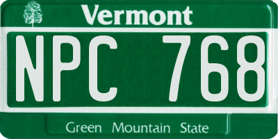 VT license plate NPC768