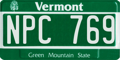 VT license plate NPC769