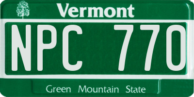 VT license plate NPC770