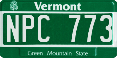 VT license plate NPC773