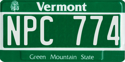 VT license plate NPC774