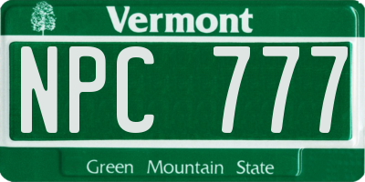 VT license plate NPC777