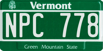 VT license plate NPC778