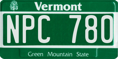 VT license plate NPC780