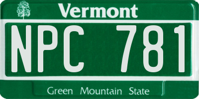 VT license plate NPC781