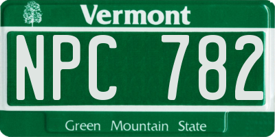 VT license plate NPC782