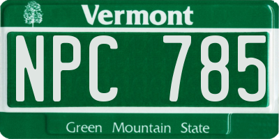 VT license plate NPC785