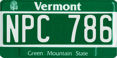 VT license plate NPC786
