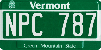 VT license plate NPC787