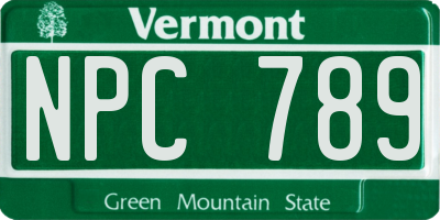 VT license plate NPC789