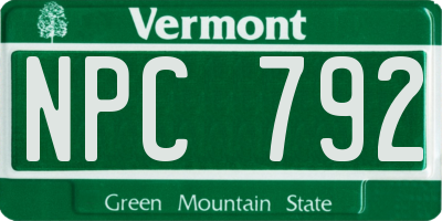 VT license plate NPC792