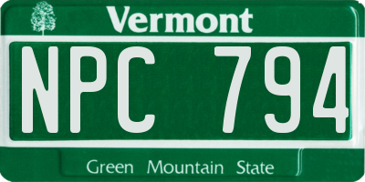 VT license plate NPC794