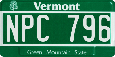 VT license plate NPC796
