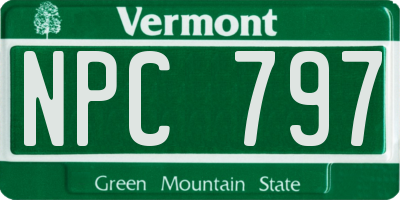 VT license plate NPC797