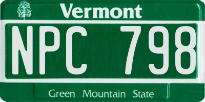 VT license plate NPC798