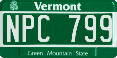 VT license plate NPC799