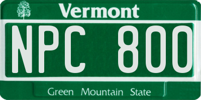 VT license plate NPC800