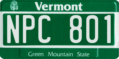 VT license plate NPC801