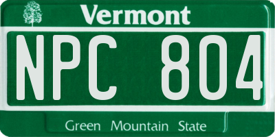 VT license plate NPC804