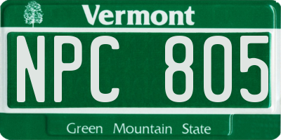 VT license plate NPC805