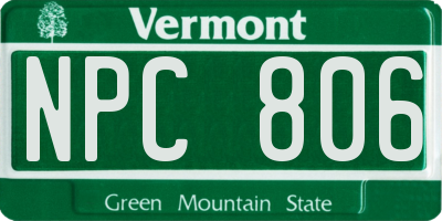 VT license plate NPC806