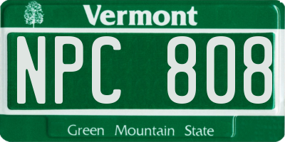 VT license plate NPC808