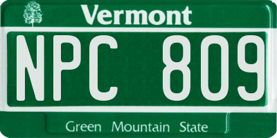 VT license plate NPC809