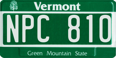 VT license plate NPC810
