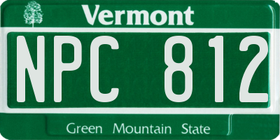VT license plate NPC812