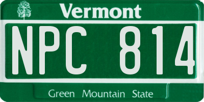 VT license plate NPC814