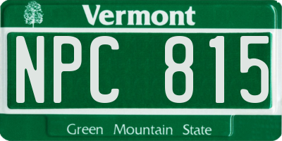 VT license plate NPC815