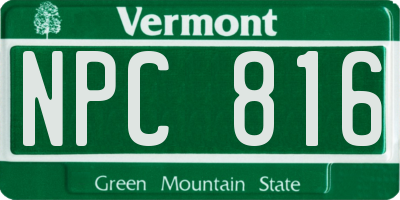 VT license plate NPC816