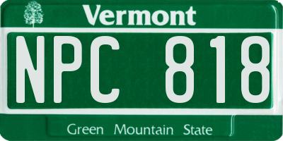 VT license plate NPC818