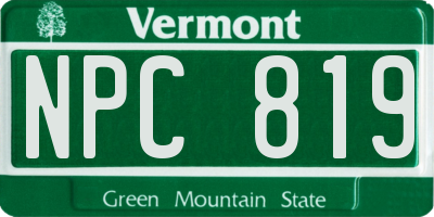 VT license plate NPC819