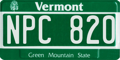 VT license plate NPC820