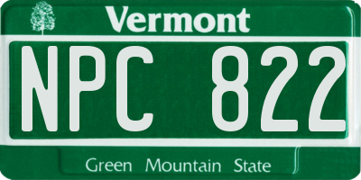 VT license plate NPC822