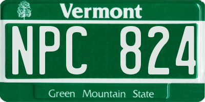 VT license plate NPC824