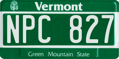 VT license plate NPC827
