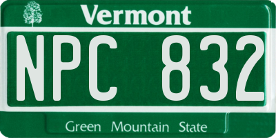 VT license plate NPC832