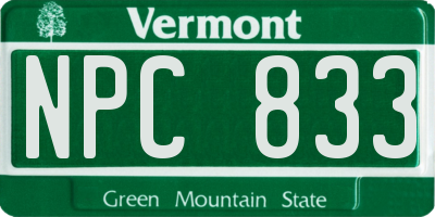VT license plate NPC833