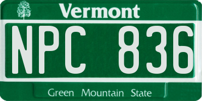 VT license plate NPC836