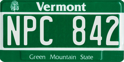 VT license plate NPC842