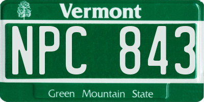 VT license plate NPC843
