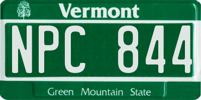 VT license plate NPC844