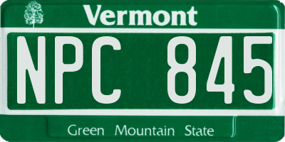 VT license plate NPC845