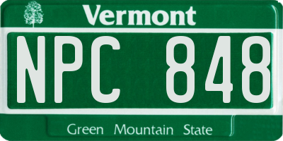 VT license plate NPC848