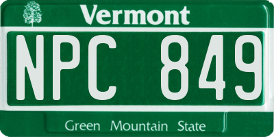 VT license plate NPC849