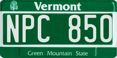 VT license plate NPC850