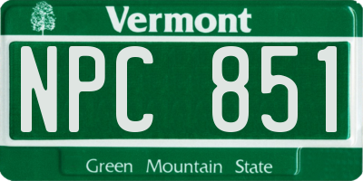 VT license plate NPC851