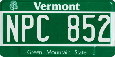 VT license plate NPC852